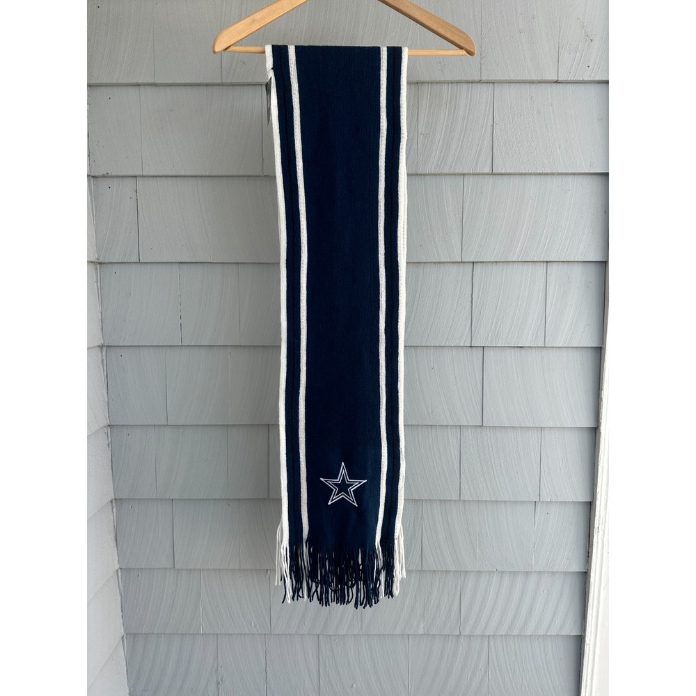 Dallas Cowboys NFL Scarf NWT Navy Stripe Fringe Little Earth 78 Inch